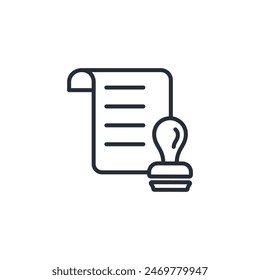 stamp document icon. vector.Editable stroke.linear style sign for use web design,logo.Symbol illustration.