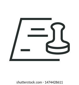 stamp to document - minimal line web icon. simple vector illustration. concept for infographic, website or app.