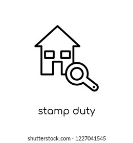 Stamp duty (housing) icon. Trendy modern flat linear vector Stamp duty (housing) icon on white background from thin line business collection, editable outline stroke vector illustration