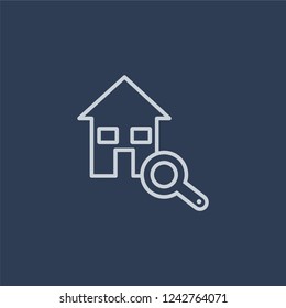 Stamp duty (housing) icon. Trendy flat vector line Stamp duty (housing) icon on dark blue background from business   collection. 
