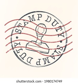 Stamp Duty Rubber. Round Vector Postmark Retro Style Design Icon. Vintage Style Old grunge Badge.