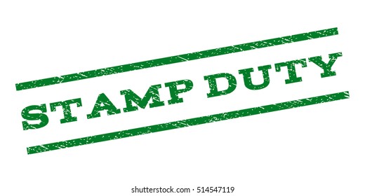 Stamp Duty watermark stamp. Text caption between parallel lines with grunge design style. Rubber seal stamp with unclean texture. Vector green color ink imprint on a white background.