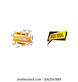 A stamp, emblem, illustration or vector of an announcement about looking for employees or opening a job vacancy and hiring in an abstract modern art style