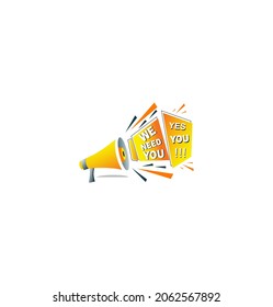 A stamp, emblem, illustration or vector of an announcement about looking for employees or opening a job vacancy and hiring in an abstract modern art style