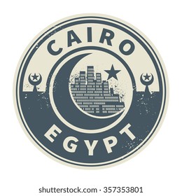 Stamp or emblem with text Cairo, Egypt inside, vector illustration