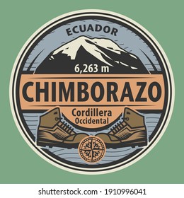 Stamp or emblem with text Chimborazo, Ecuador, vector illustration