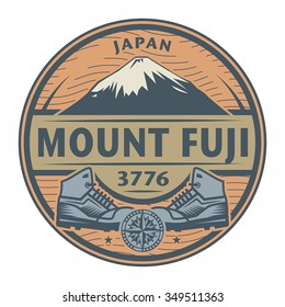 Stamp or emblem with text Mount Fuji, Japan, vector illustration
