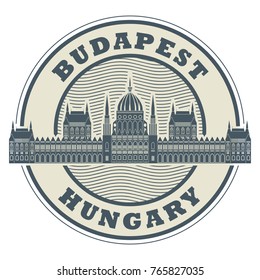 Stamp or emblem with words Budapest, Hungary inside, vector illustration