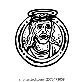 Stamp, with the face of Jesus Christ
