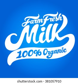 Stamp Farm fresh 100% organic milk. label for milk package.