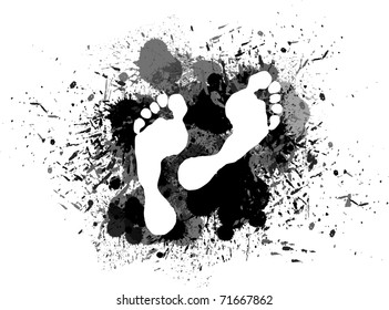 stamp feet on ink splash.