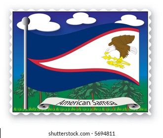 Stamp with flag from American Samoa -Vector