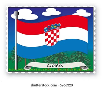 Stamp with flag from Croatia -Vector