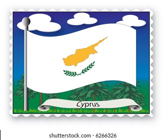 Stamp with flag from Cyprus -Vector