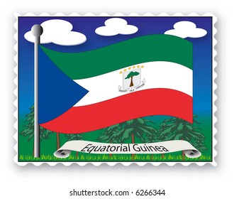 Stamp with flag from Equatorial Guinea-Vector