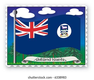 Stamp with flag from Falkland Islands -Vector