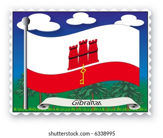 Stamp with flag from Gibraltar -Vector