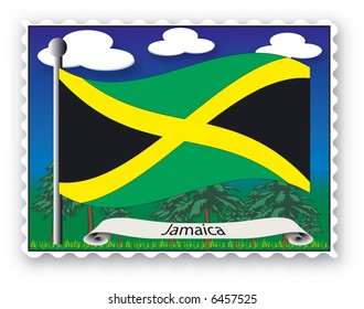 Stamp with flag from Jamaica-Vector
