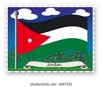 Stamp with flag from Jordan-Vector