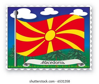 Stamp with flag from Macedonia-Vector
