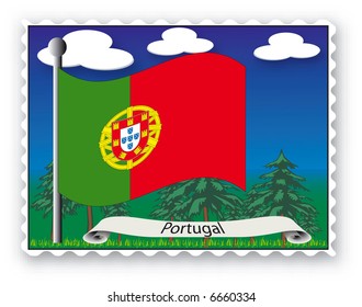 Stamp with flag from Portugal-Vector