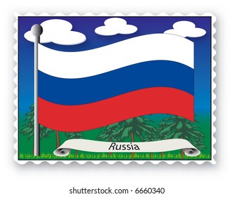 Stamp with flag from Russia-Vector