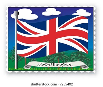 Stamp with flag from United Kingdom-Vector