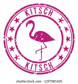 Stamp with a flamingo, sign kitsch, vector illustration