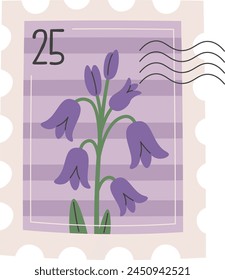 Estampilla Con Ilustración vectorial De Flores