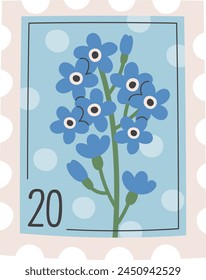 Stempel mit Blumen Vektorillustration