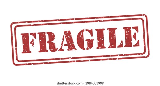 Stamp Fragile. Rectangular Vector Postmark Retro Style Design Icon. Vintage Style Old Grunge Badge.