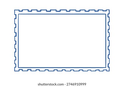 Stamp frame border with perforation style lines and rough outline. Doodle contour with whitespace center for mockup or badge. Vector illustration