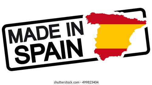 stamp with frame colored black and text Made in Spain
