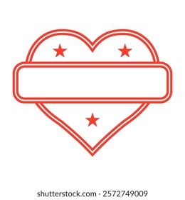 Stamp with frame for declaration love, form red heart stars