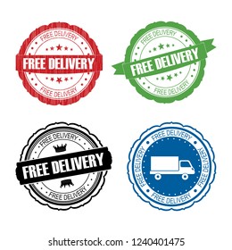 Stamp Free delivery set .vector illustration