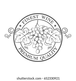 stamp with grapes with bunches and leaves