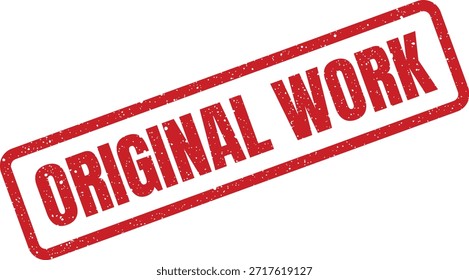 Eine Stempelgrafik mit "ORIGINAL WORK", die sich ideal zum Kennzeichnen einzigartiger Kreationen, künstlerischer Inhalte oder geistigen Eigentums eignet. Sie behauptet Autorschaft.