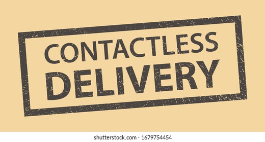 Stamp grunge rubber contactless delivery.  Contactless delivery  stamp on  cardboard background your web site design, app, UI.  Stock vector.  EPS10.