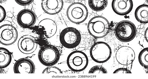 Stamp in grungy abstract forms . Post stamps seamless pattern texture. Grange shapes .Grunge textured . Vector shapes with circles .Screen print endless pattern texture