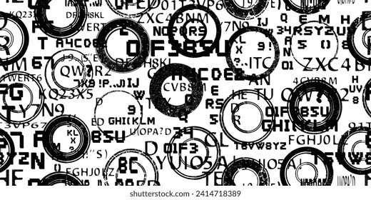 Stamp in grungy abstract forms . Post stamps seamless pattern texture. Grange shapes .Grunge textured . Vector shapes with circles .Screen print endless pattern texture