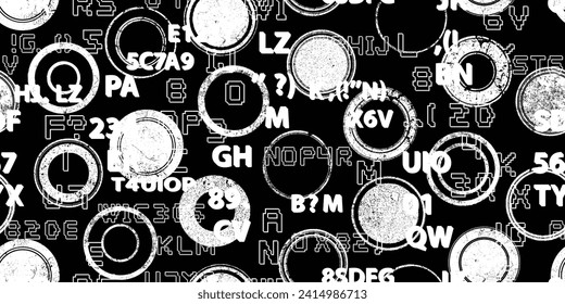 Stamp in grungy abstract forms . Post stamps seamless pattern texture. Grange shapes .Grunge textured . Vector shapes with circles .Screen print endless pattern texture