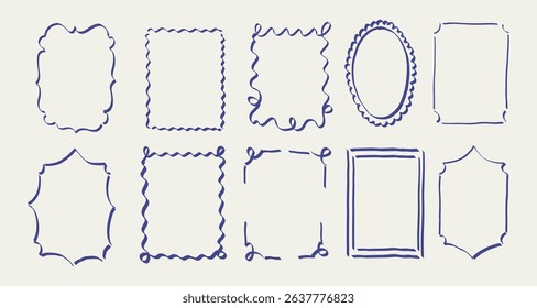 Stamp hand draw line ar frames for greeting card or wedding ivitation.
