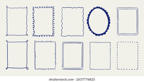 Stamp hand draw line ar frames for greeting card or wedding ivitation.