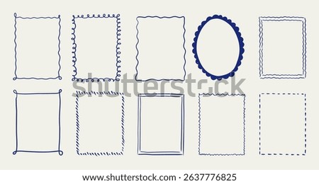 Stamp hand draw line ar frames for greeting card or wedding ivitation.