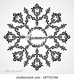 Stamp happy summer in the form of the sun. Black and white. Vector Version. 