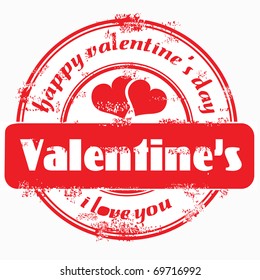 Stamp happy valentine's day and i love you. Vector illustration.