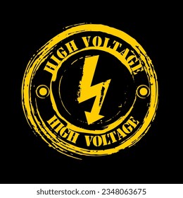 Stamp, high voltage symbol and logo vector