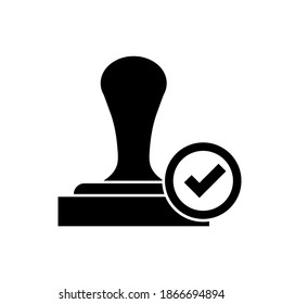Stamp icon, approved logo isolated on white background