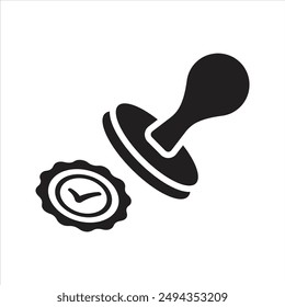 Icono de sello. Icono Aprobado. Vector y glifo