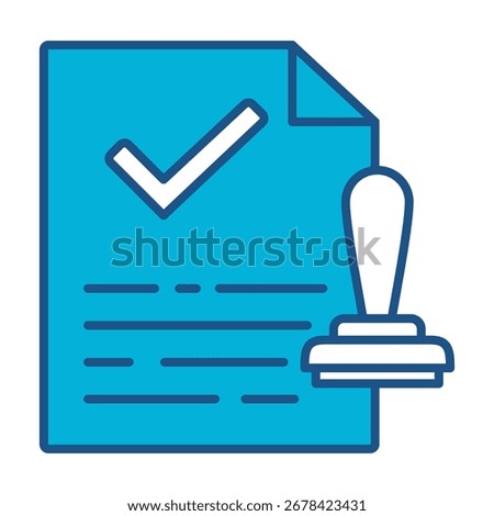 Stamp Icon In Blue Monochrome Flat Design, Vector Illustration